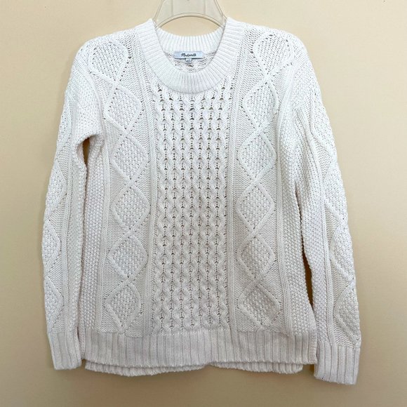 Madewell Cable Knit Fishermen Sweater XXS NWT Neutral Old Money Quiet Luxury - Picture 5 of 8